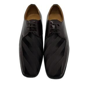 Bolano 185-065 Brown Striped Satin Upper Square Toe Derby Mens 8.5 Dress Shoes